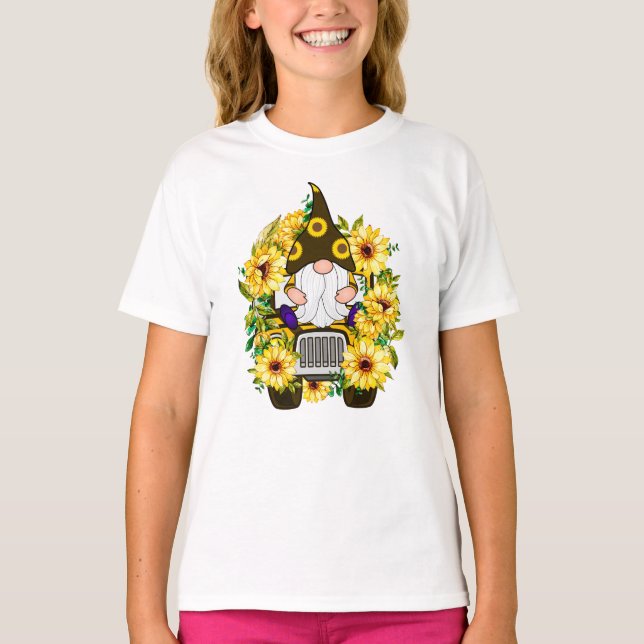 Gnomes Sunflower Truck Girl T-Shirt (Vorderseite)