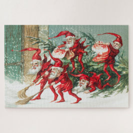 Gnomes sweeping snow with a broom puzzle