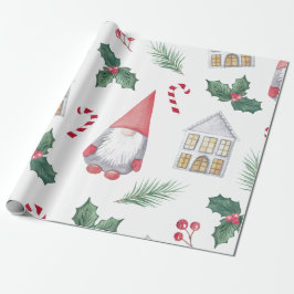 GNOMES UND CANDY CANE CHRISTMAS WRAPPING PAPIER GESCHENKPAPIER