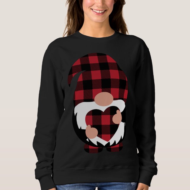 Gnomes Valentine's Day Liebe Leopard Buffalo Karie Sweatshirt (Vorderseite)