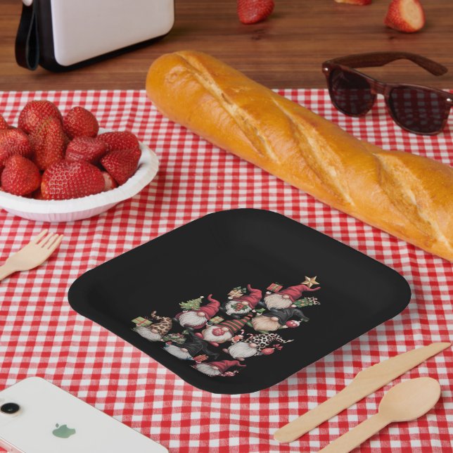 Gnomes Weihnachtsbaum Funny Xmas Feiertage Pappteller (Picknick)