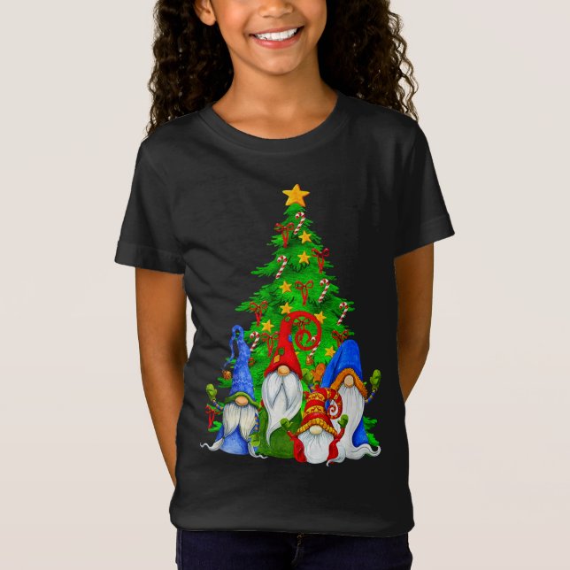Gnomes Weihnachtsbaum, Karierte Gnomes Weihnachten T-Shirt (Vorderseite)
