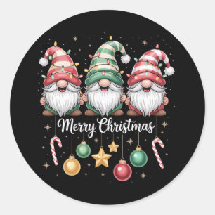 Gnomes Weihnachtslicht Familie Gnom Weihnachten pa Runder Aufkleber