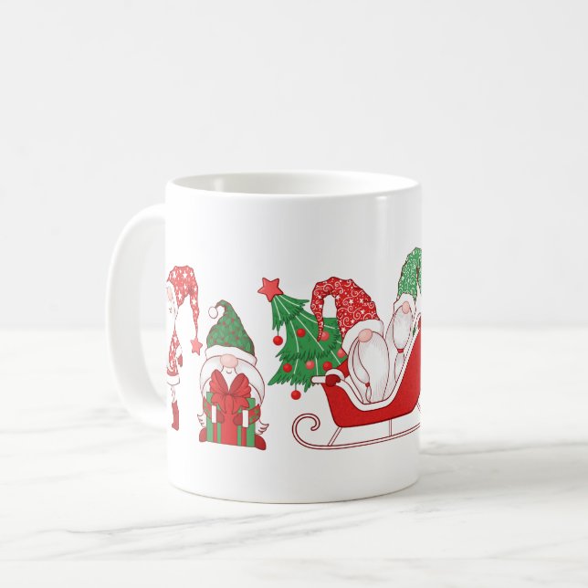 Gnomes Weihnachtsparade Schlitten & Geschenke Kaffeetasse (Vorderseite Links)