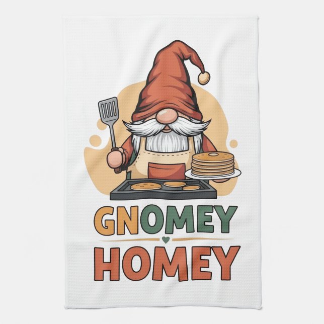 Gnomey Home Pancakes Design Geschirrtuch (Vertikal)
