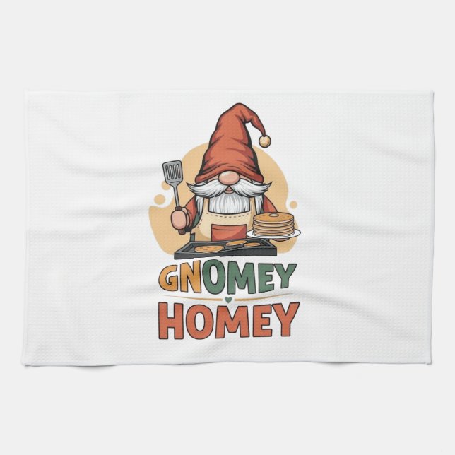 Gnomey Home Pancakes Design Geschirrtuch (Horizontal)