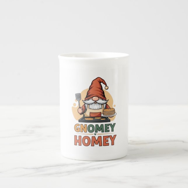 Gnomey Home Pancakes Design Prozellantasse (Vorderseite)