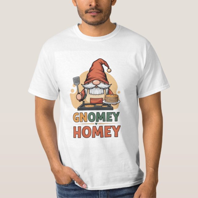 Gnomey Home Pancakes Design T-Shirt (Vorderseite)