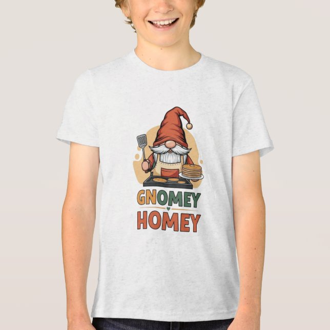 Gnomey Home Pancakes Design Tri-Blend Shirt (Vorderseite)