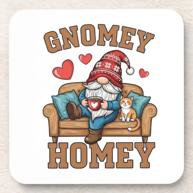 Gnomey homey gnome auf Zuhause design Getränkeuntersetzer (Vorderseite)
