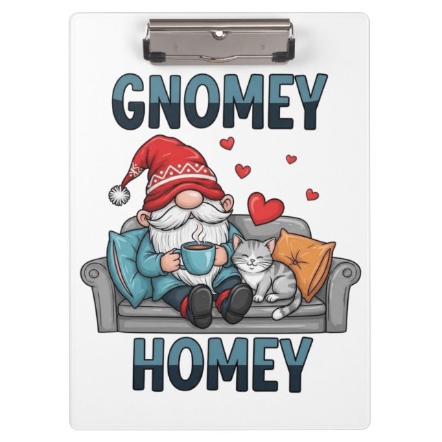 Gnomey homey gnome auf Zuhause Klemmbrett (Vorderseite)