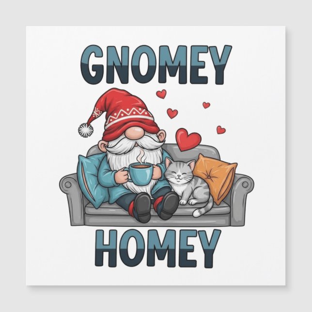 Gnomey homey gnome auf Zuhause Magnetkarte (Vorderseite)