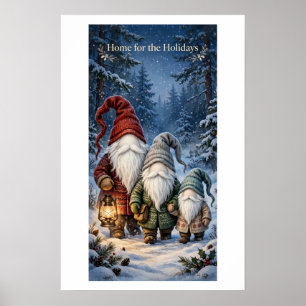 Gnomfamilie im Schnee — Whimsical Winterposter Poster