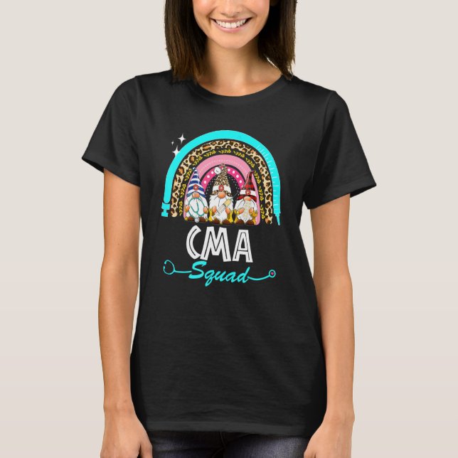Gnomies Cma Nurse Nurse Leopard Rainbow Nurse Da T-Shirt (Vorderseite)