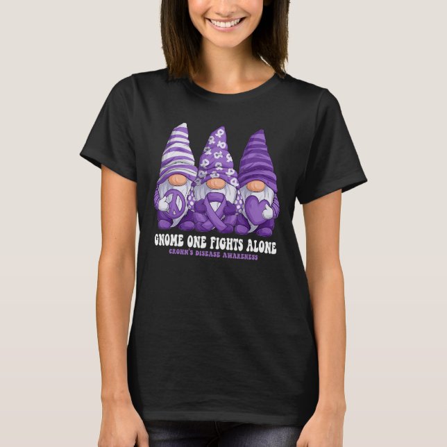 Gnomies Crohn's Disease Awareness Month Lila Rib T-Shirt (Vorderseite)