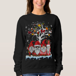 Gnomies in Red Gnome Weihnachten Ugly Tree Lights Sweatshirt