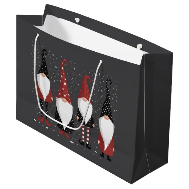 Gnomies Lover Funny Gnome Weihnachten Große Geschenktüte (Vorderseite Schrägansicht)