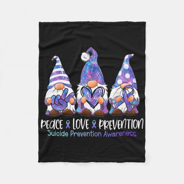 Gnomies Lover Peace Liebe Prevention Suicide Aware Fleecedecke (Vorderseite)