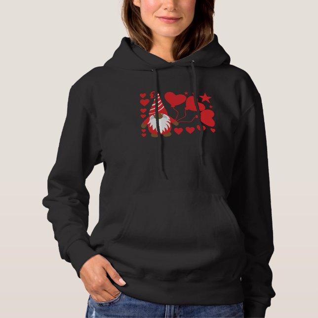 Gnomies Lovers Design Big Red Heart Valentines Day Hoodie (Vorderseite)