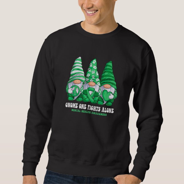 Gnomies Mental Health Awareness Month Green Ribbon Sweatshirt (Vorderseite)