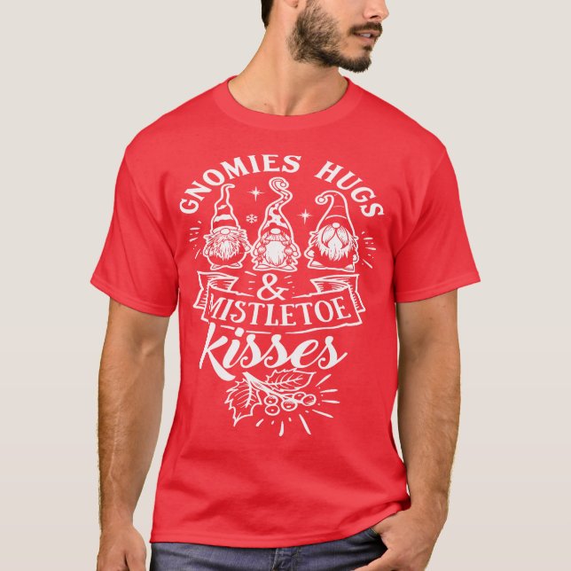 Gnomies umarmten mistletoe kisses - Niedliche Gnom T-Shirt (Vorderseite)