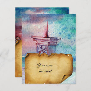 GNOMON UND LADY OF THE SEE Brown Perchment Einladung