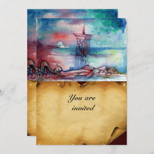 GNOMON UND LADY OF THE SEE Brown Perchment Einladung