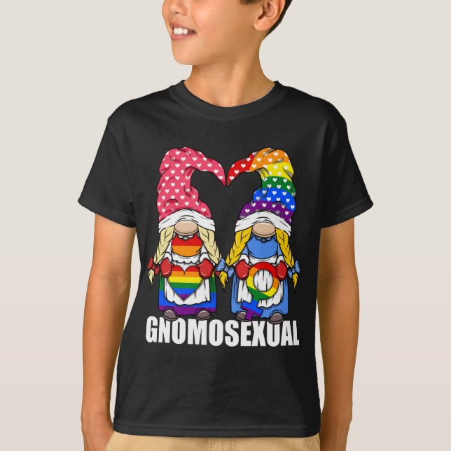 Gnomosexual LGBTQ Pride Gnome für Lesben T-Shirt (Vorderseite)