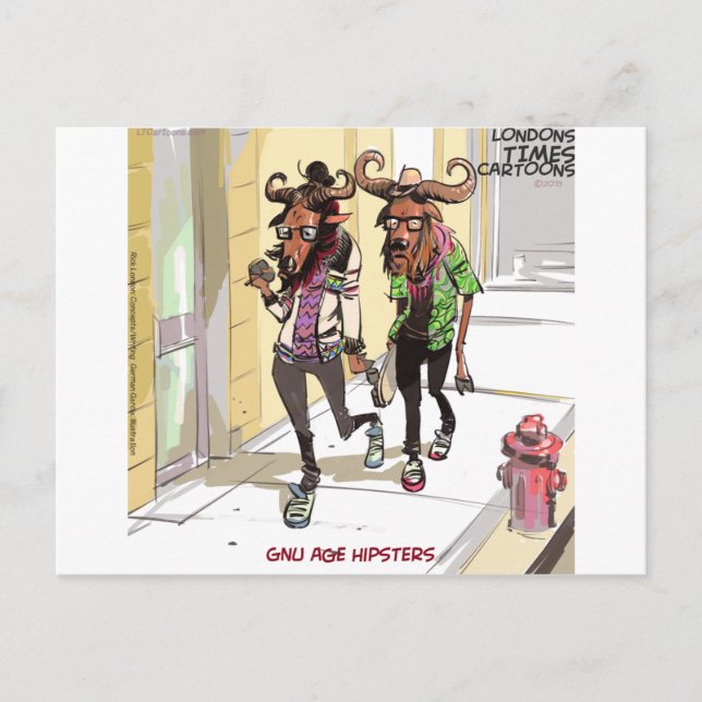 Gnu Age Hipsters Rick London Funny Postkarte (Vorderseite)