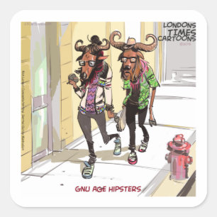 Gnu Age Hipsters Rick London Funny Quadratischer Aufkleber