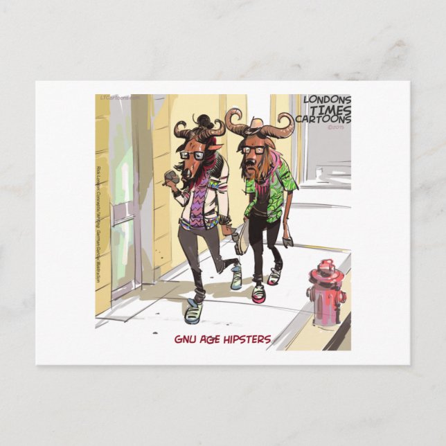 Gnu Alter Hipster Lustig Postkarte (Vorderseite)