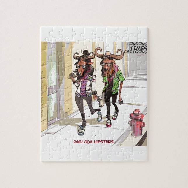 Gnu Alter Hipster Lustig Puzzle (Vertikal)