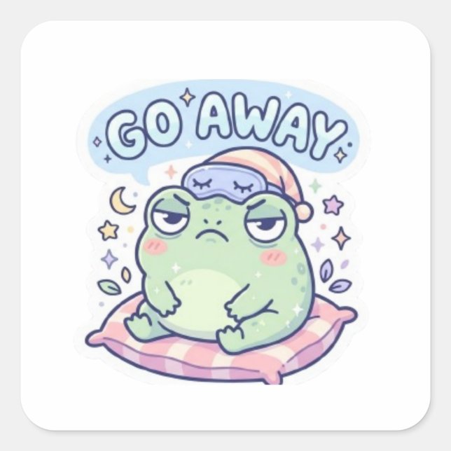 Go Away Frog Sticker Cute Annoyed Frog Funny Meme  (Vorderseite)