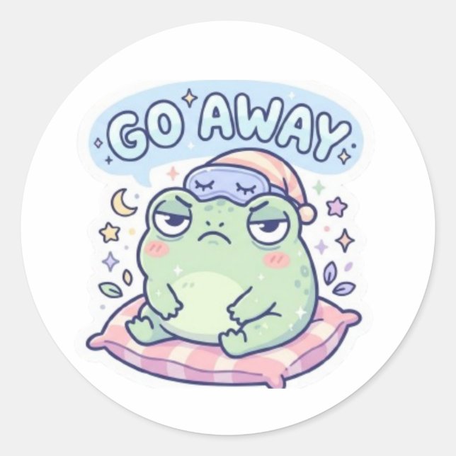 Go Away Frog Sticker Cute Annoyed Frog Funny Meme  (Vorderseite)