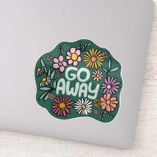 GO AWAY Funny Floral Niedlich Daisy Hand Gezeichne Aufkleber
