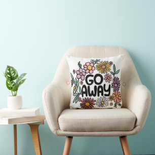 GO AWAY Funny Floral Niedlich Daisy Hand Gezeichne Kissen