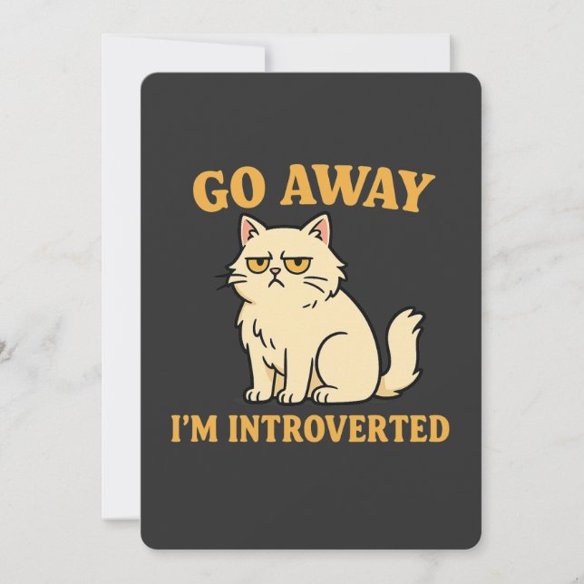 Go Away I'm Introverted – Funny Cat Shirt Einladung (Vorderseite)