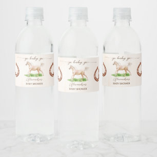 Go Baby Go derby Reittier Babydusche gedruckt Wasserflaschenetikett