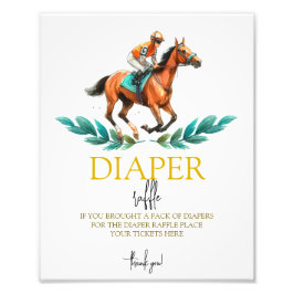 Go Baby Go, Greenery Race Diaper Raffle Sign Fotodruck