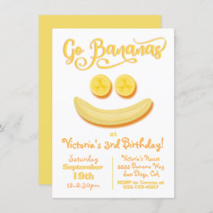 Go Bananas Happy Face Birthday Party Einladung