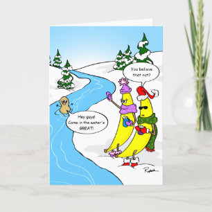 Go Bananas Swimming Nut Funny Christmas Feiertagskarte