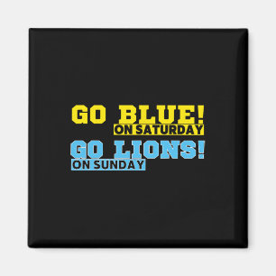 Go Blue am Samstag Go Lions am Sonntag Fußball Fan Magnet