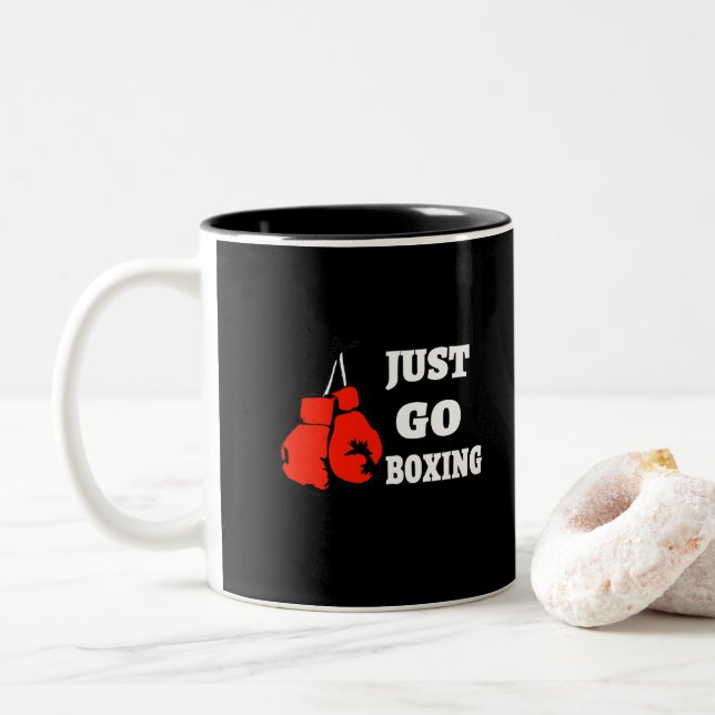 Go Boxing | Die besten Boxgeschenke für ihn Zweifarbige Tasse (Mit Donut)