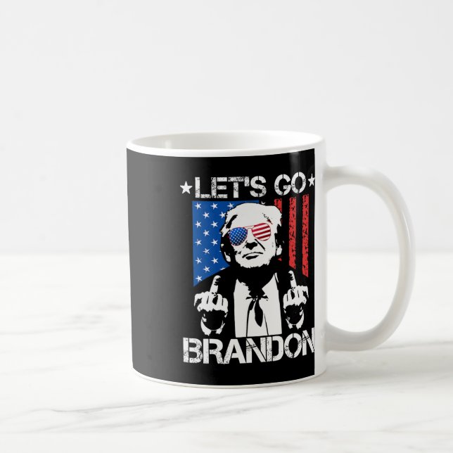 Go Brandon Trump Middle Finger Flag Kaffeetasse (Rechts)