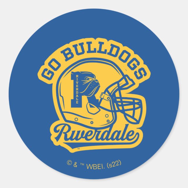 Go Bulldogs Football Helmet Icon Runder Aufkleber (Vorderseite)