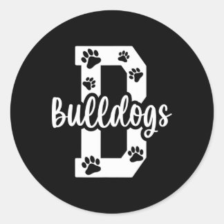 Go Bulldogs Pawprint School Mascot Spirit Football Runder Aufkleber