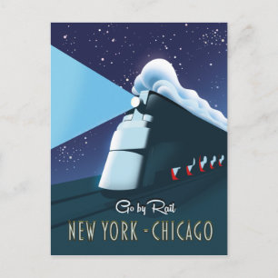 "Go by rail" New York - Chicago Postkarte