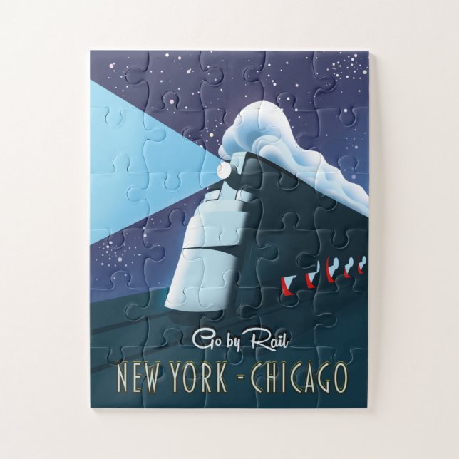 "Go by rail" New York - Chicago Puzzle (Vertikal)