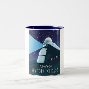 "Go by rail" New York - Chicago Zweifarbige Tasse