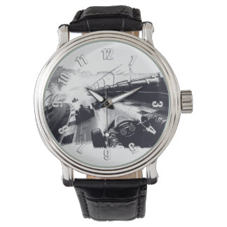 Go-Cart-Racers, die sich um den Track drehen Armbanduhr